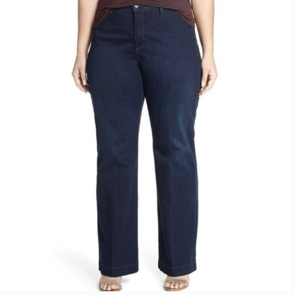 NWT NYDJ Plus Addison Wide Leg Jean - 18W - Dark Indigo Blue Denim